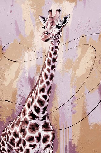 Gedetailleerde giraffe op abstracte achtergrond