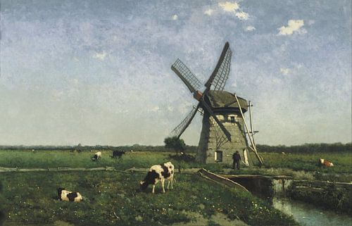 Landschap met molen bij Schiedam, Johannes Hendrik Weissenbruch