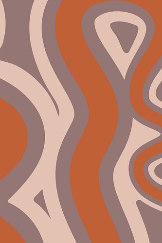 Lignes rétro et fluides. Art abstrait minimaliste en rose, terra et violet no. 9