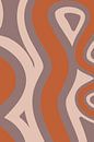 Retro vloeiende lijnen. Minimalistische abstracte kunst in roze, terra en paars nr. 9 van Dina Dankers thumbnail