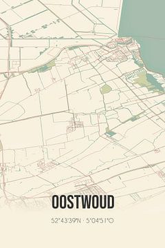 Vintage landkaart van Oostwoud (Noord-Holland) van MijnStadsPoster