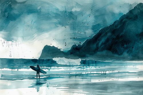 Painting, watercolour, surfing -3