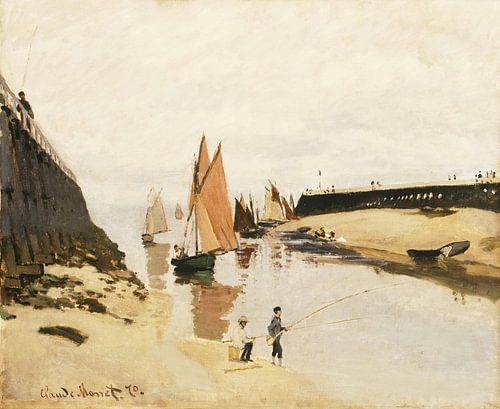 Golfbreker bij Trouville, Laagwater, Claude Monet