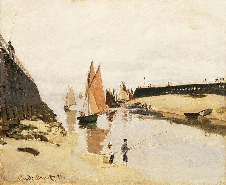 Wellenbrecher bei Trouville, Ebbe, Claude Monet von Meesterlijcke Meesters