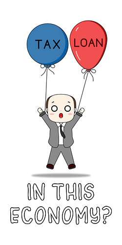 In This Economy Tax and Loan - Funny Floating Businessman Illustration