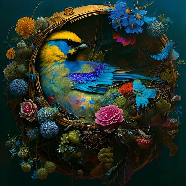 Vogel in een nest van Nicolette Vermeulen