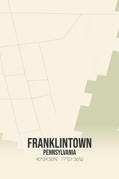 Carte ancienne de Franklintown (Pennsylvanie), USA. par Affiches de lieux