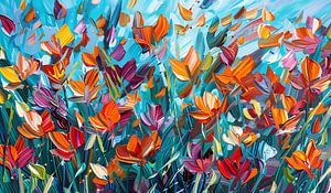 Champ de fleurs abstraites joyeux