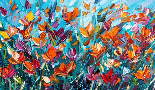 Heiteres abstraktes Blumenfeld von Jacky