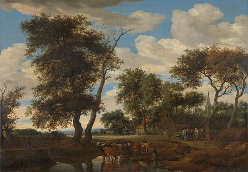 Scène de village, Solomon van Ruysdael, 1663