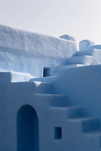 Blauw huis met zachte vormen | reisfotografie print | Griekenland