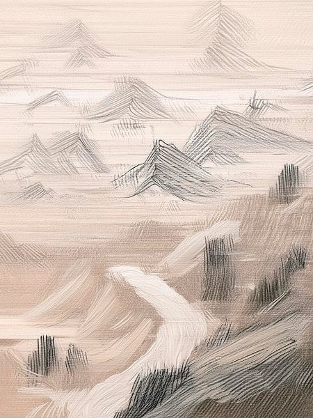 Minimalistisch Japans landschap schilderij: Yama - 3 van Studio Pieternel