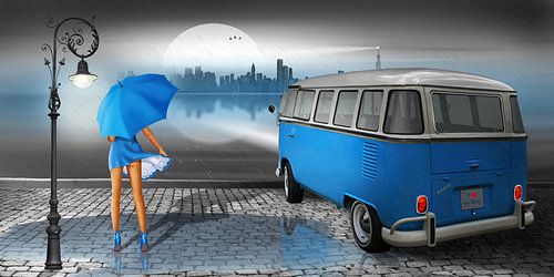 Blauwe regenachtige nacht