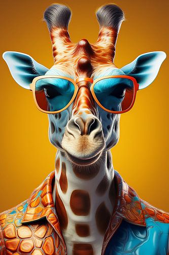 Giraffe met zonnebril