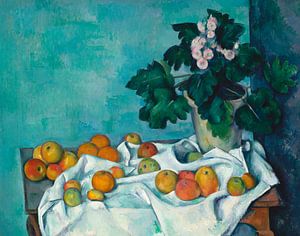 Paul Cézanne. Stilleben mit Äpfeln und einem Topf von Primeln