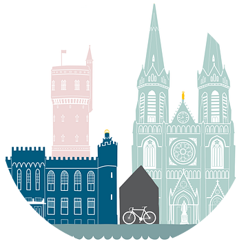 Skyline illustratie stad Tilburg in kleur van Mevrouw Emmer
