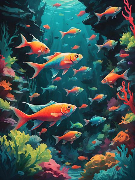 Exotic fish discover colourful reef by Bart Veeken