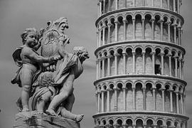 Fountain in front of Tower of Pisa by Sjors Gijsbers