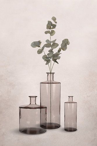 Glazen vazen in transparante grijs-bruine tinten