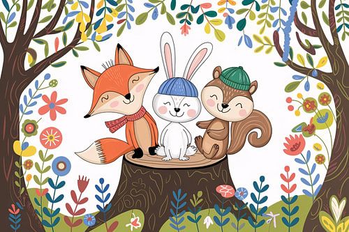 Schattige bosdieren in het bos