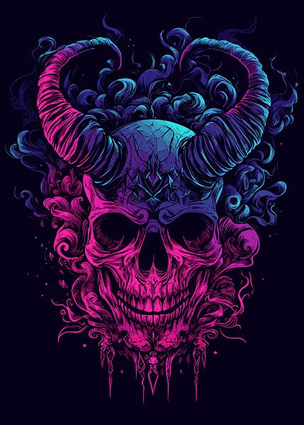Mystieke schedel met horens van Pixelbull Design