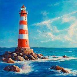 Lighthouse on the coast by Poster Art Shop