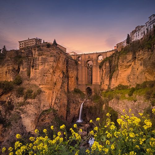 Zonsondergang bij de Puente Nuevo in Ronda