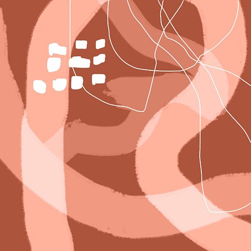 Abstracte organische lijnen en vormen in terracotta en roze nr. 3
