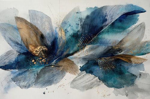 Blauw abstract schilderij - Mystiek elegant kunstwerk