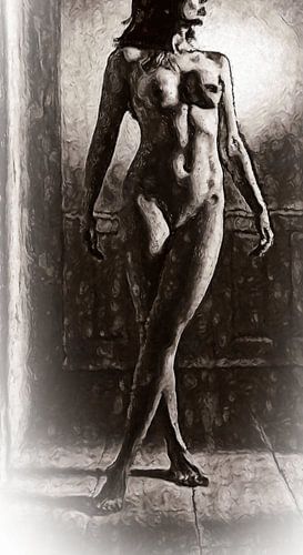 Nude woman standing pose