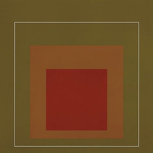 Josef Albers - Hommage aan het plein, olijfgroen, rood, hoge resolutie