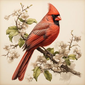 Oiseau cardinal rouge sur The Xclusive Art