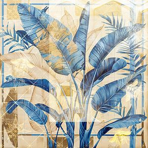 Collage artistique de feuilles de bananier tropicales