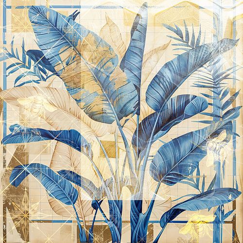 Tropische bananen bladeren kunst collage