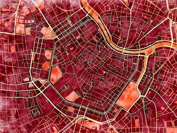 Kaart van Wenen centrum in de stijl 'Amber Autumn' van Maporia