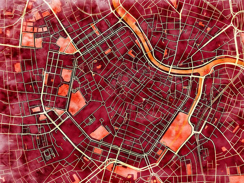 Map of Wenen centrum with the style 'Amber Autumn' by Maporia