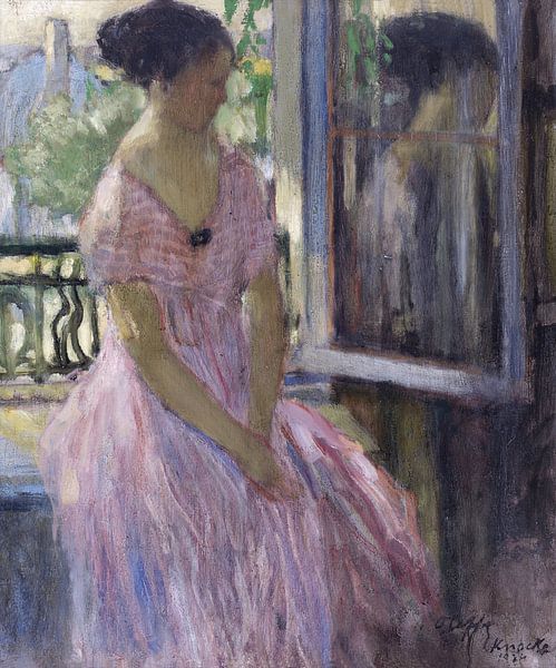 Vrouw aan het venster, Auguste Oleffe, 1924 van Atelier Liesjes