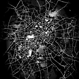 Berlin - Abstrakte Karte in Schwarz und Weiß von Art By Dominic