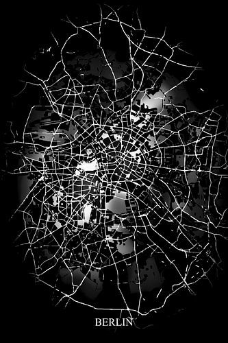 Berlijn - Abstracte Plattegrond  in Zwart Wit