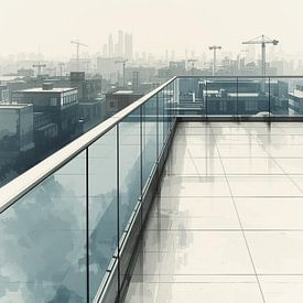 Penthouse Horizon. City Skyline and Cranes by Sergej Gello