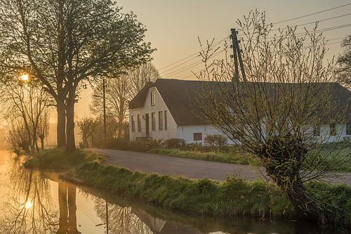 Mistige zonsopkomst bij de Bovenkerkseweg