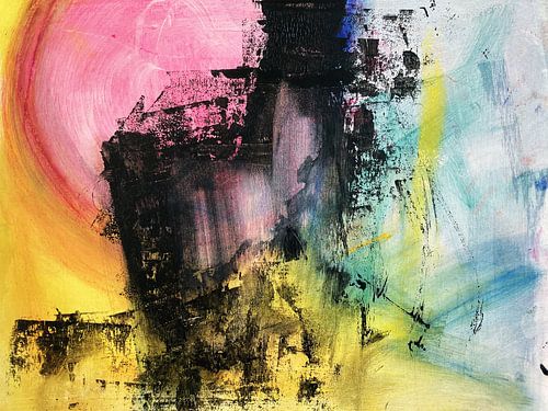 Mountains and storm - abstract landscape painting