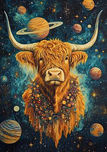 Highland Cow im Weltraum