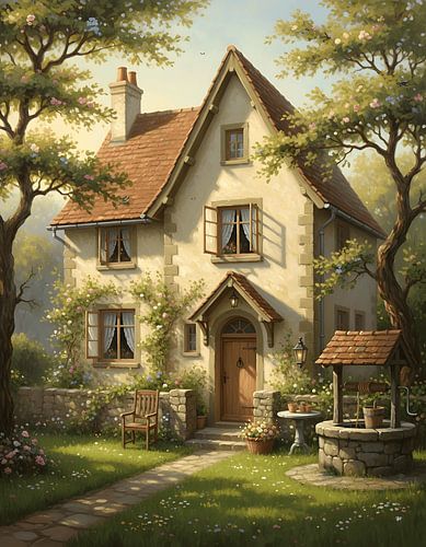 Een vintage huis in de warme zon