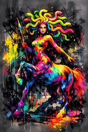 Neon Medusa Centaur – Mythische fusie-energie van ButterflyPix