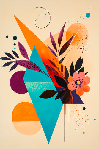 Abstract composition with colours and shapes