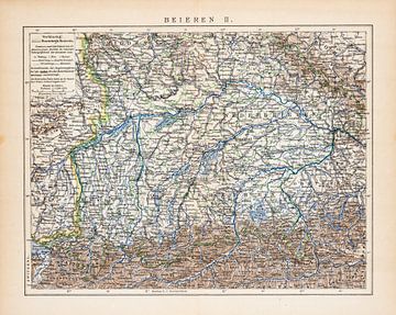 Vintage kaart Beieren II van Studio Wunderkammer