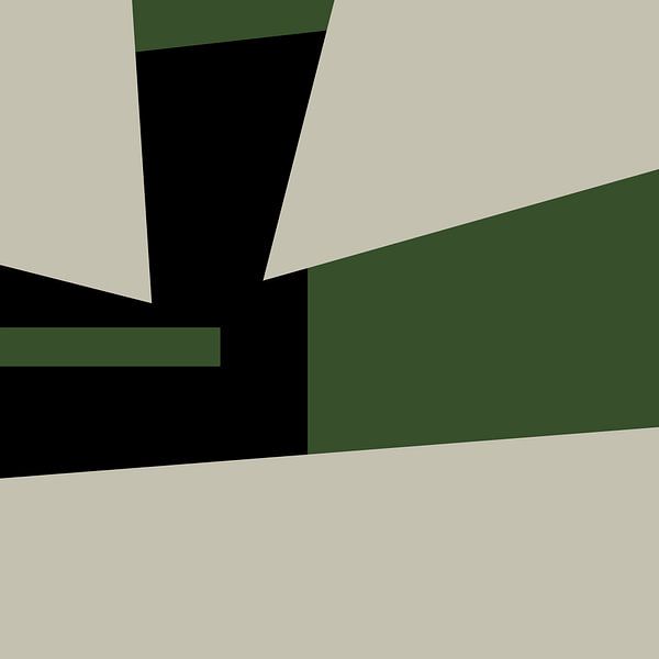 Geometric Green Black Abstract Shapes no. 7 by Dina Dankers
