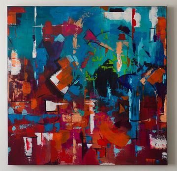 Abstraction libre 'détaillée' sur lin et cadre en alu sur Atelier 026 Arts