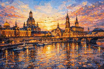 Dresden in Deutschland, ein impressionistisches Gemälde. von Galerie Hoppenbrouwers